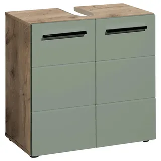 BASIC by Balculina Waschbeckenunterschrank BASIC BY BALCULINA "Vista BxHxT 60x62x31 schilfgrün, viking oak, B:60cm H:62cm T:31cm, Schränke, Waschbeckenunterschrank