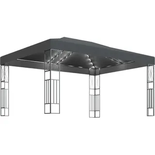 vidaXL Pavillon mit LED-Lichterkette 3x4 m Anthrazit Stoff - Grau