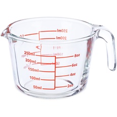 Bild Messbecher Glas, 250 ml, hitzebeständig, mikrowellengeeignet, Skala in Milliliter, oz, Cups, transparent