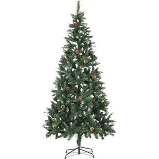vidaXL Künstlicher Weihnachtsbaum Kiefernzapfen Weißem Glitzer 210 cm - Grün