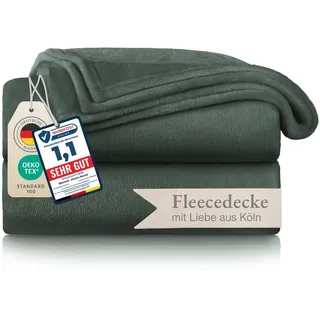 Blumtal Kuscheldecke flauschig - Oeko-TEX zertifizierte Fleecedecke 150x200 cm - Wohndecke 150x200 cm - Decke Couch Wohn- & Kuscheldecke - Flauschdecke/Wohnzimmer Decke - Kuscheldecke Dunkelgrün