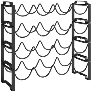 Homcom 4-Stufiges Weinregal, freistehendes Regal für 16 Weinflaschen, Metall, Schwarz , 16.5x41x42.5 cm , Weinregale