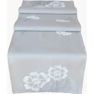 Raebel - 8092 - Blüten und Blätter, Größe:40 x 140 cm - Grau