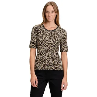 Betty Barclay Damen Basic Shirt mit Rippenstruktur 42, Khaki/Schwarz - 42