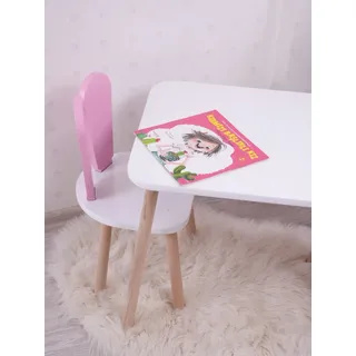 Skye Decor, Bunny One Chair Set - Pink, White, Tischset für Kinder, Rosa, 100 % MDF, 50 x 45 x 60 cm - Rosa, Weiß