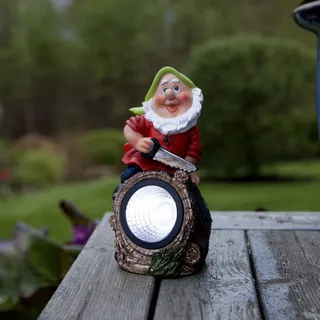 LED Solar Gartenzwerg GNOMY - Spot mit weißer LED - H: 21cm - Dämmerungssensor - Bunt