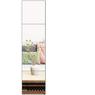 Ruomeng Spiegelfliesen in voller Länge – 30,5 cm x 4-teiliges rahmenloses Wandspiegel-Set, Make-up-Spiegel für Zuhause, Fitnessstudio, Schlafzimmer, Wohnzimmer