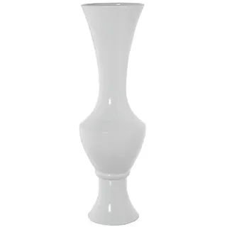 DRW Bodenvase mit Keramikfuß, Weiß, glänzend, 100 x 30 x 30 cm