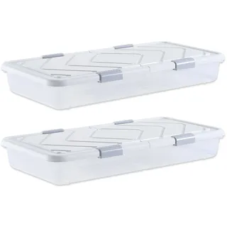 VEVOR Unterbettkommode Unterbettaufbewahrungsbox 2 Stk. Rollbar (101 x 51 x 15 cm) Unterbettbehälter mit Deckel & 
grauem Riegel, Aufbewahrungsbox Organizer für Kleidung Schuhe Decken Schlafzimmer