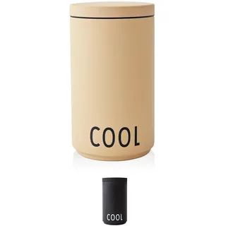 Design Letters Kühler & Eiskübel (Beige) - Modische Farbiger Eiskübel & Weinkühler mit Deckel, doppelwandiger Edelstahl, Nordische Design, stundenlang kalt, 1,1 L, H: 19,5 x D: 11 cm