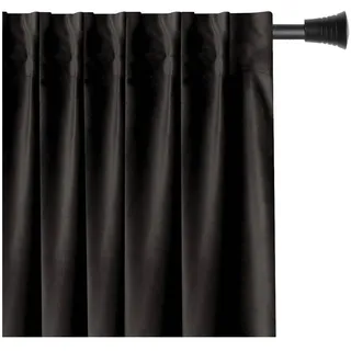 AmeliaHome Set Vorhang H 270 x B 140 cm mit Raffhalter 54 x 10 cm Velvet Optik Schwarz 1 St. Kräuselband Wellenband Samt Halbverdunkelungsvorhang Fensterdekoration Dekoschal Dekorvorhang