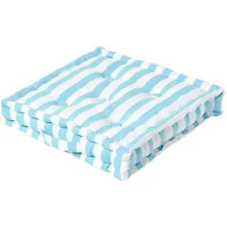 Homescapes Sitzkissen blau-weiß gestreift 50/50/10 cm , Textil , Gestreift , Füllung: Polyester , Quadratisch , 50x10x50 cm , Oeko-Tex® Standard 100 , Heimtextilien, Wohntextilien, Kissen