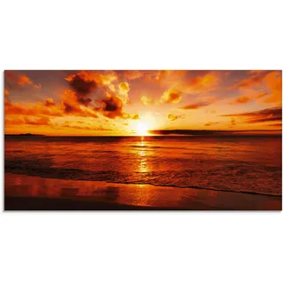 Artland Glasbild »Schöner Sonnenuntergang Strand«, Gewässer, (1 St.), in verschiedenen Größen, orange