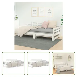 The Living Store Tagesbett Ausziehbar Weiß Massivholz Kiefer 2x(90x200) cm - Weiß