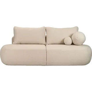 WFL GROUP Schlafsofa Bolla 3-Sitzer Boucle Elfenbein Weiß
