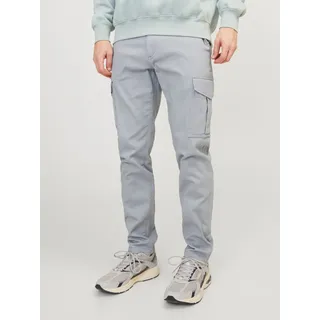 Cargohose JACK & JONES "JPSTMARCO JJJOE CARGO", Herren, Gr. 30, Länge 30, grau (ultimate grau), Web, Obermaterial: 98% Baumwolle, 2% Elasthan, unifarben, schmal normal, Hosen Cargohose