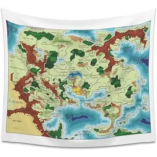 polymorph prints Greyhawk Wandteppich für den Innenbereich, Flanaess Advanced Dungeons and Dragons Indoor RPG Map Home Wall Decor | AD&D (101,6 x 86,4 cm)