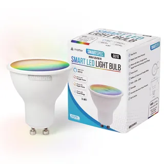 Smartspec WLAN Lampe GU10 – Smart Home LED Glühbirne, Farbwechsel RGB, Dimmbar, 2,4 GHz WiFi – Kompatibel mit Alexa, Google Home, Apple HomeKit – Smarte Multicolour LED Licht für Wohnzimmer