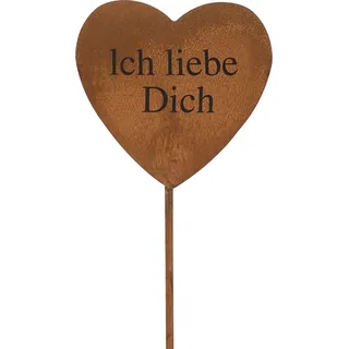 Gartenstecker Herz Ich liebe Dich 35 cm Rostfarben