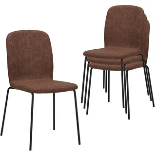 Albatros Stuhl Enna Stoffbezug Metallbeine 4er Set Braun , Textil , 50x85x58 cm , Esszimmer, Stühle