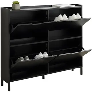Relaxdays Schuhkipper 100 x 90 x 19 cm 4 Fächer / schwarz