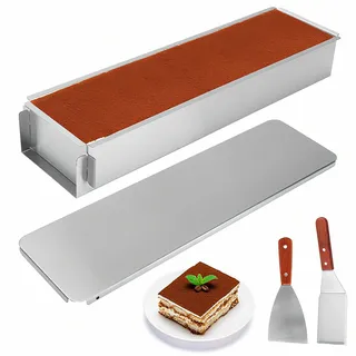 RANJIMA Backform Rechteckig, Verstellbare Rechteckige mit Deckel Mousse-Kuchenform aus Aluminiumlegierung Eckig für Tortenzubereitung Toast Brote Backen Schichttorten für Geburtstag Party