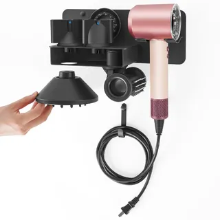 MidingChai Fönhalter ohne Bohren, Föhn Halterung kompatibel mit Dyson Supersonic Nural, Metall Wandmontage Fönhalter für Badezimmer und Salon, Aufbewahrung für 5 Diffusordüsen