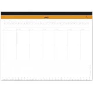 Rhodia 194040C - Schreibunterlage mit Wochenkalender, Leinenrücken, 60 Blatt mikroperforiert, DIN A4+ 29,7x22,2 cm, 80g, 1 Stück