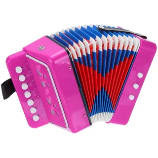 QUARKZMAN Knopfakkordeon 10 Tasten Knopf Ziehharmonika Mini Musikinstrument Geschenke für Anfänger Erwachsene Anfänger Bildung, Rosarot