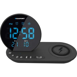 Blaupunkt Radiowecker CR85BK mit Qi-Ladegerät und FM Radio, Schwarz