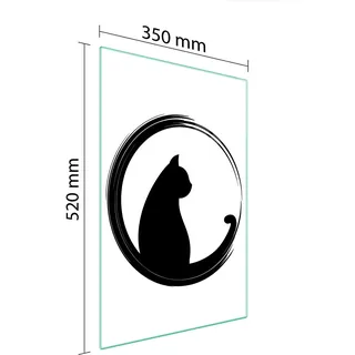 Glas-Schneidebrett 35x52 cm mit Katzenmotiv, gehärtet, hygienisch, Herdabdeckplatte