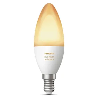 Philips Hue White ambience Einzelpack E14, Intelligentes Leuchtmittel, Bluetooth/Zigbee, Weiß, LED, E14, B39