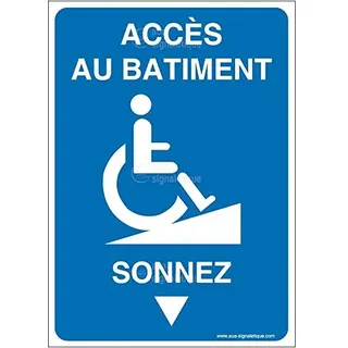 Aua Signaletique - Panneau Accès au Bâtiment - Sonnez-Ai - 210X300 Mm, Aluminium Dibond 3 mm