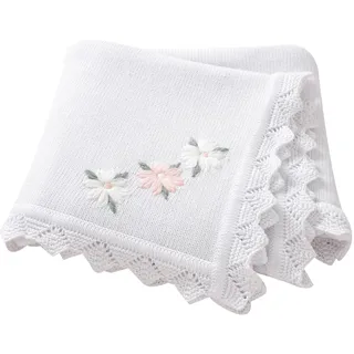 LAWKUL Babydecke 100% Nachvollziehbar Baumwolle Weich Gestrickt Babydecken Blumen für Neugeborene Jungen Mädchen 100x80cm Weib.