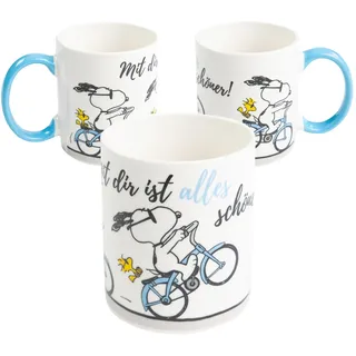 United Labels The Peanuts Snoopy Tasse 320 ml, Weiß Blau, Mit dir ist alles schöner, Kaffeebecher aus Keramik, Kaffeetasse