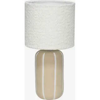 sweeek - Innen-Tischlampe Keramik, Bouclé-Lampenschirm H 41cm - Greige - Grau