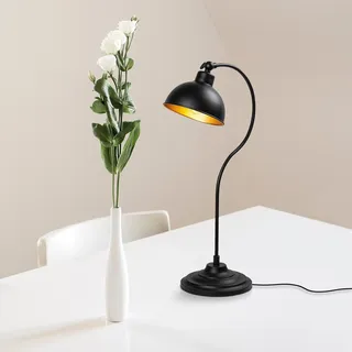 Opviq, Hochwertige Tischlampe, Schwarz und Gold, 19 x 29 x 58 cm | Metallkörper, E27 Fassung, max. 40 W, IP20 | Elegantes, industrielles Design für moderne Räume. - Schwarz, Gold