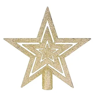 Weihnachtsbaum Spitze mit Gold Glitzer - 18 cm - geschlossenes Design modern - Christbaumspitze Weihnachts Stern Baumspitze Tannenbaum Kunststoff