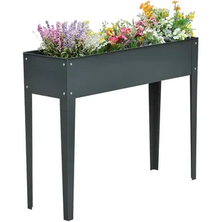 Outsunny Hochbeet Metall mit Füßen 3 Abflusslöchern 100 x 30 x 80 cm | Kräuterbeet, Pflanzkasten, Blumenkasten