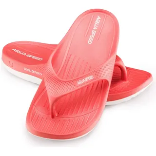 Aqua Speed Badelatschen Damen | Badesandale Sauna | Frauen rote Badeschuhe Zehentrenner | rutschfeste Zehensandale | Womens Pool Slide red | Schwimmbad | Baden | Gr. 38, Rot | Alcano