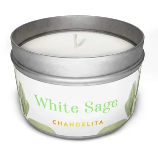 Chandelita Weiße Salbei Duftkerze für Reinigung, Meditation & Heilung – Duftkerzen aus Sojawachs – Vegane Kerze mit ätherischen Ölen – Aromatherapie Candle – Chakra Kerze für Segen & Energie