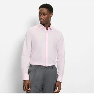 Langarmhemd OLYMP "Level Five", Herren, Gr. 42, N-Gr, rosa (rose), Web, Obermaterial: 97% Baumwolle, 3% Elastolefin, normal, 2-Knopf-Manschette, Hemden Langarmhemd, Under-Button-down-Kragen, Businesshemd, body fit, fein strukturiert