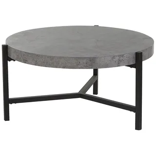 BELIANI Couchtisch Grau Schwarz Betonoptik MDF Tischplatte Metallgestell Rund Modern Industriell - Grau