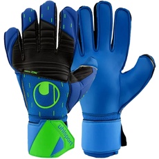 Bild AQUASOFT Torwarthandschuhe Torhüter Keeper Fußball Soccer Gloves mit Handgelenk-Fixierung - speziell für Nasswetter - Pacific blau/schwarz/Fluo grün - Größe 11