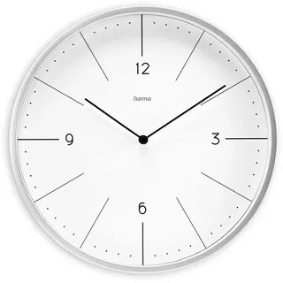 Hama Wanduhr Sardinien weiß silber Kunststoff, Ø 30,0 cm