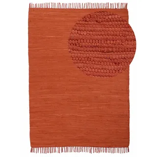 carpetfine Kelim Chindi uni Wendeteppich 90 x 160 cm Orange
