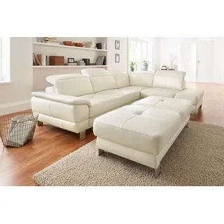 exxpo - sofa fashion Ecksofa »Mantua, bequem, inkl. Kopfteilfunktion, Breite 272cm, L-Form« mit Kopf- bzw. Rückenverstellung, Bettfunktion u. Bettkasten weiß