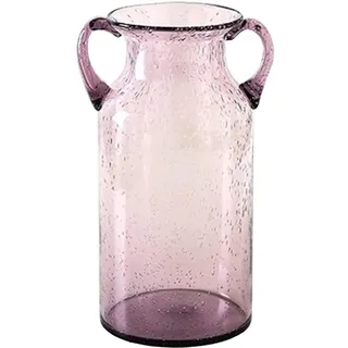 JSY-UP Große transparente Glasvase mit Doppelohren und dekorativen, handgefertigten Füllblasen (blau, lila, grau, grün), Bunte Blumenvasen zur Dekoration (lila-groß)