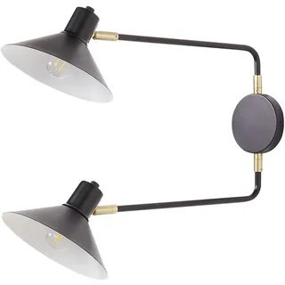 BELIANI Wandleuchte Schwarz Metall 2-Flammig mit 2 Schirmen Kegelform Verstellbare Arme Schwenkarm Modern Industrie Design Schlafzimmer Ausstattung - Schwarz, Gold