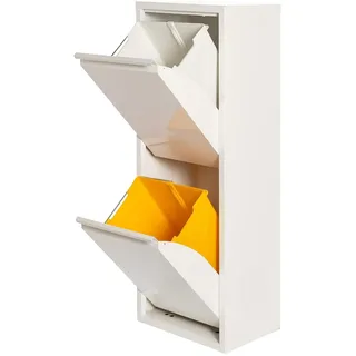 WELL HOME MOBILIARIO & DECORACIÓN Mülleimer und Recycling, Metall, 2 Fächer, 2 x 17 l (34 l) Mattweiß
